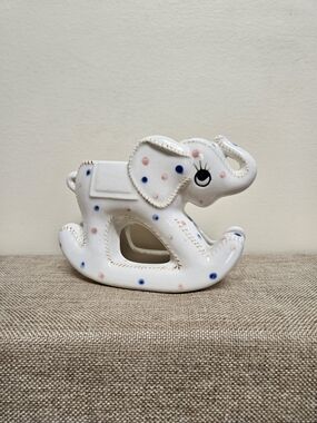 Lefton Elephant Vase with Pink and Blue‎ Polka Dots